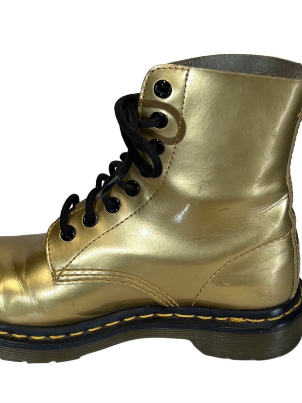 Dr. Martens 1460 Pascal Vegan Gold Metallic Chrome Combat Boots Size 5 - Picture 4 of 8